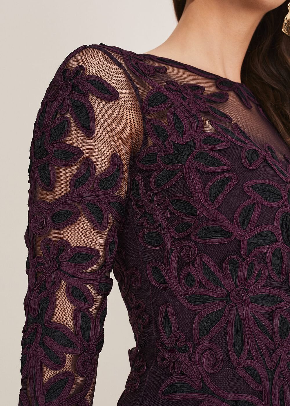 Madison Tapework Dress Black/Plum