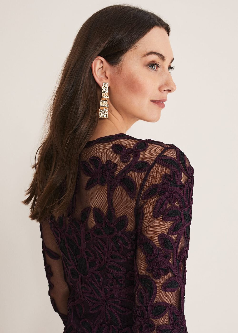 Madison Tapework Dress Black/Plum