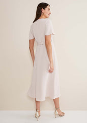 Julissa Ruffle Wrap Midi Dress Cameo