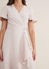 Julissa Ruffle Wrap Midi Dress Cameo