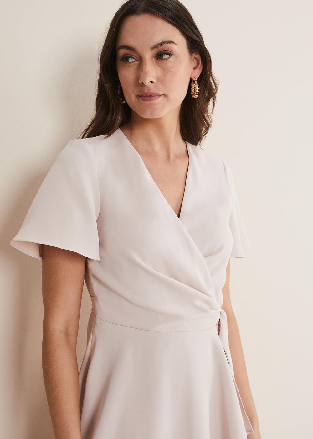 Julissa Ruffle Wrap Midi Dress Cameo