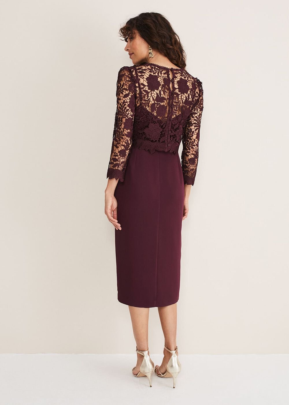 Adeline Double Layer Lace Dress Dark Plum
