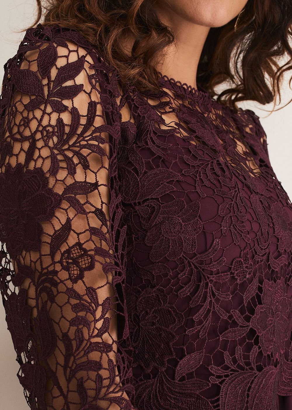 Adeline Double Layer Lace Dress Dark Plum