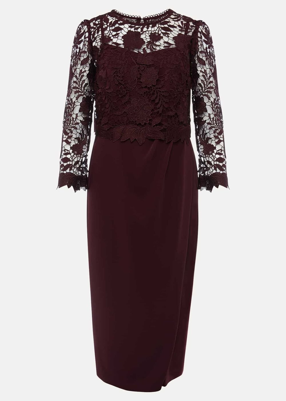 Adeline Double Layer Lace Dress Dark Plum