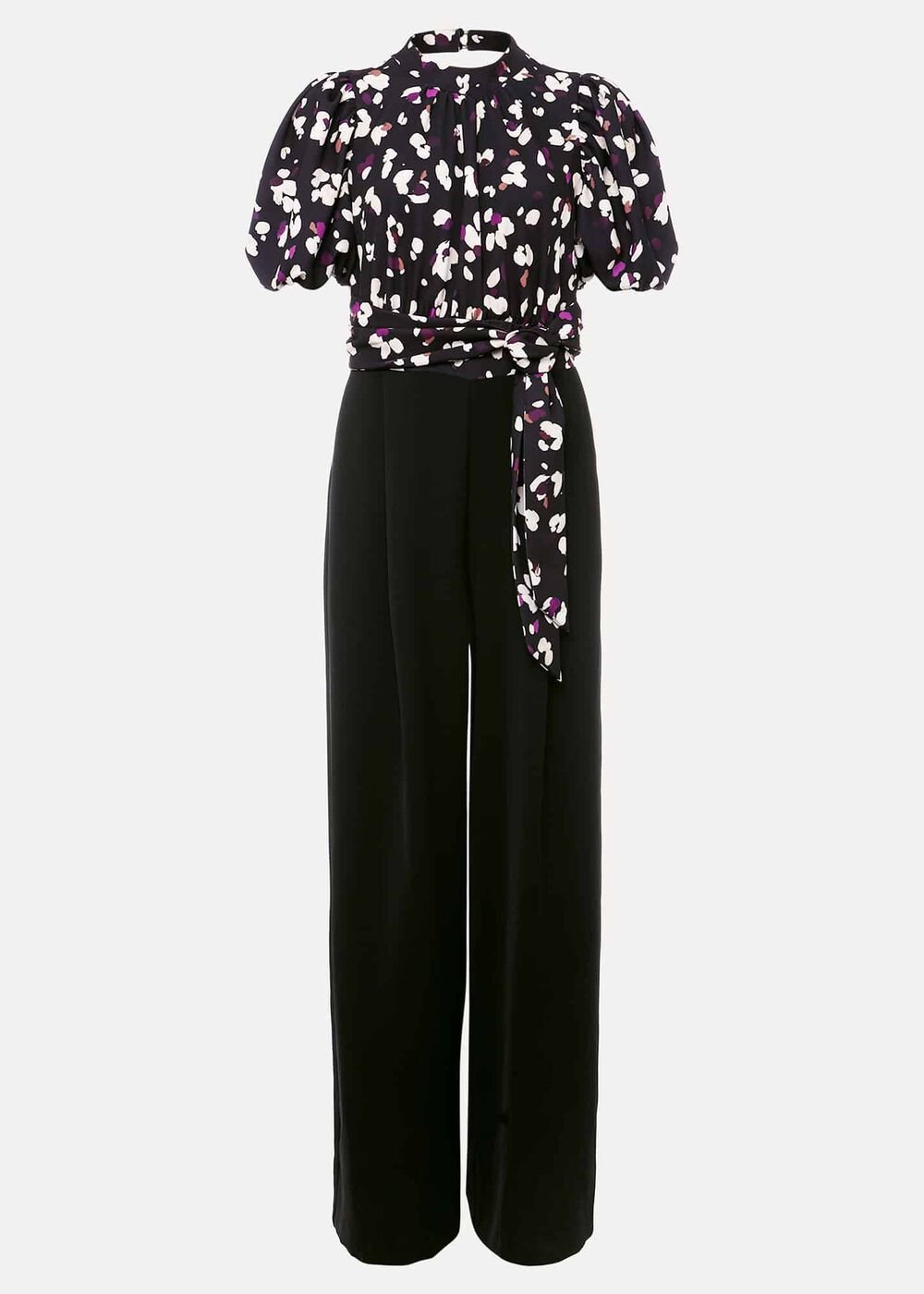 Paulina Puff Sleeve Animal Jumpsuit Black/Multi