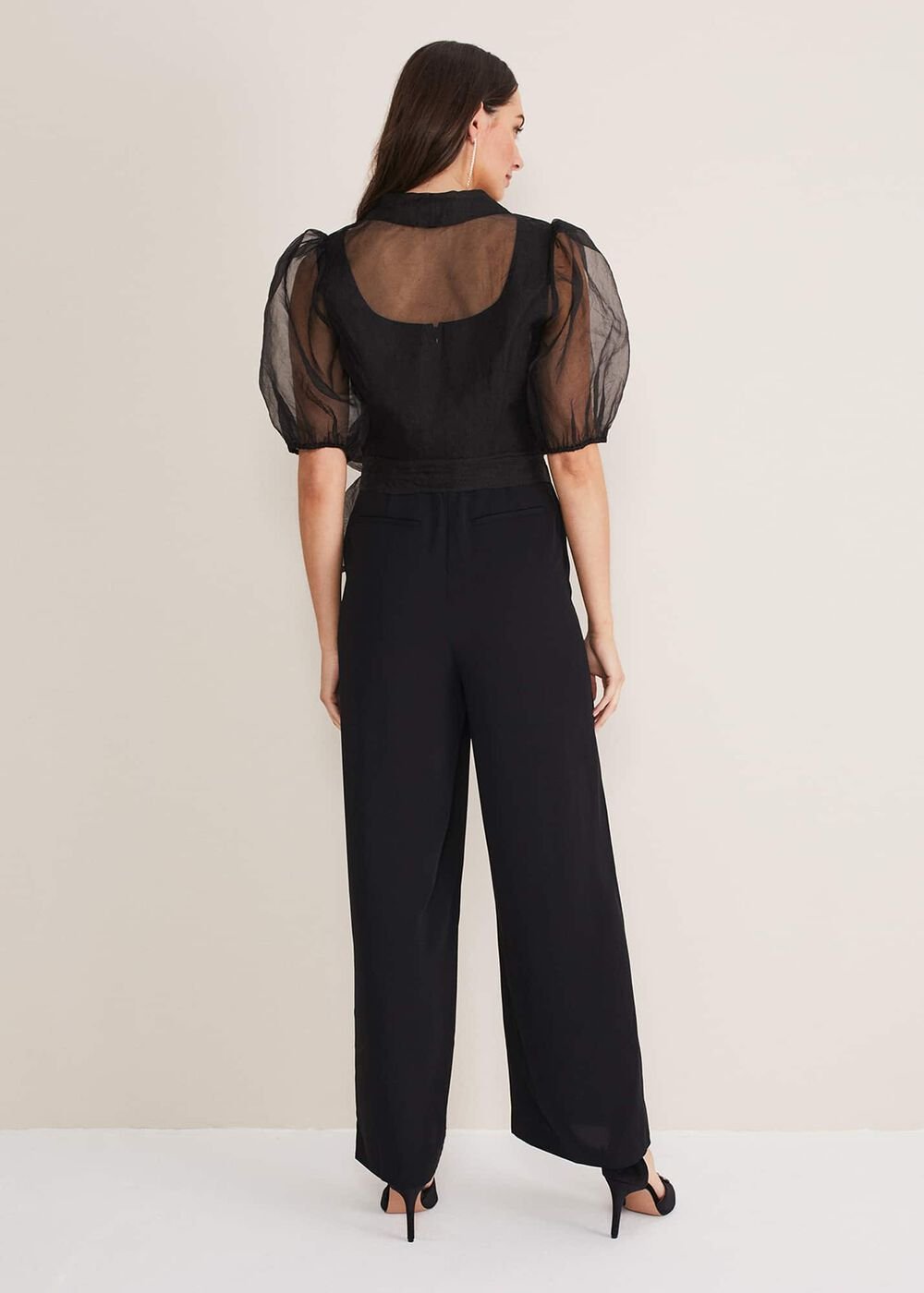 Brontie Puff Sleeve Wide Leg Jumpsuit Black
