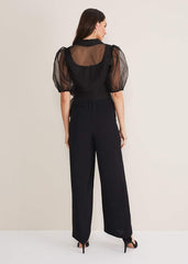 Brontie Puff Sleeve Wide Leg Jumpsuit Black