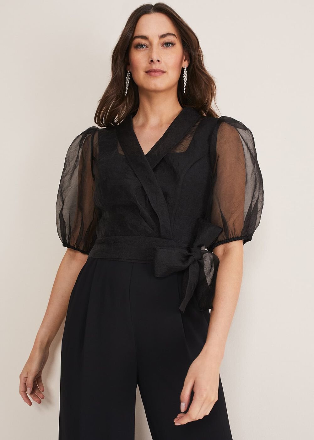 Brontie Puff Sleeve Wide Leg Jumpsuit Black