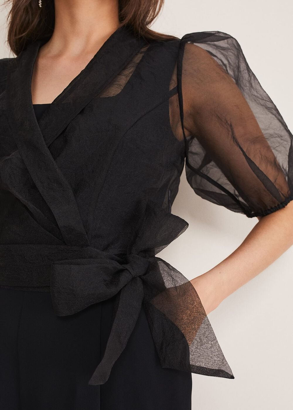Brontie Puff Sleeve Wide Leg Jumpsuit Black