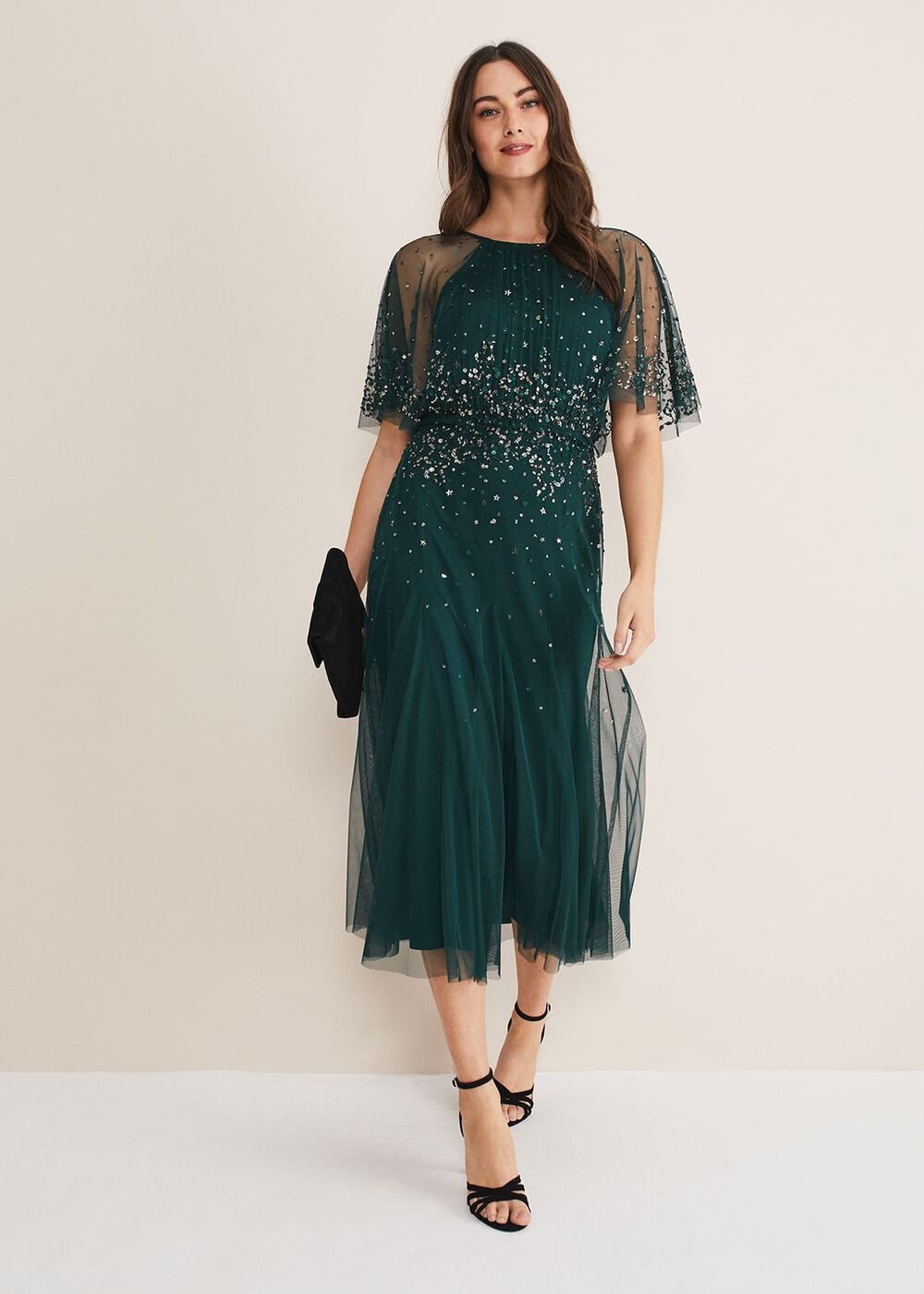 Lumi Short Tulle Beaded Dress Grey/Yellow