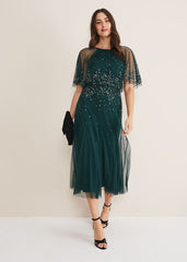 Lumi Short Tulle Beaded Dress Grey/Yellow