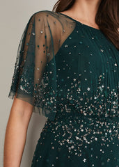 Lumi Short Tulle Beaded Dress Grey/Yellow