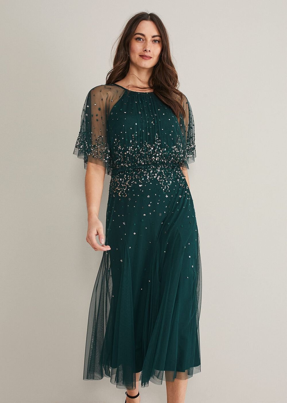 Lumi Short Tulle Beaded Dress Grey/Yellow