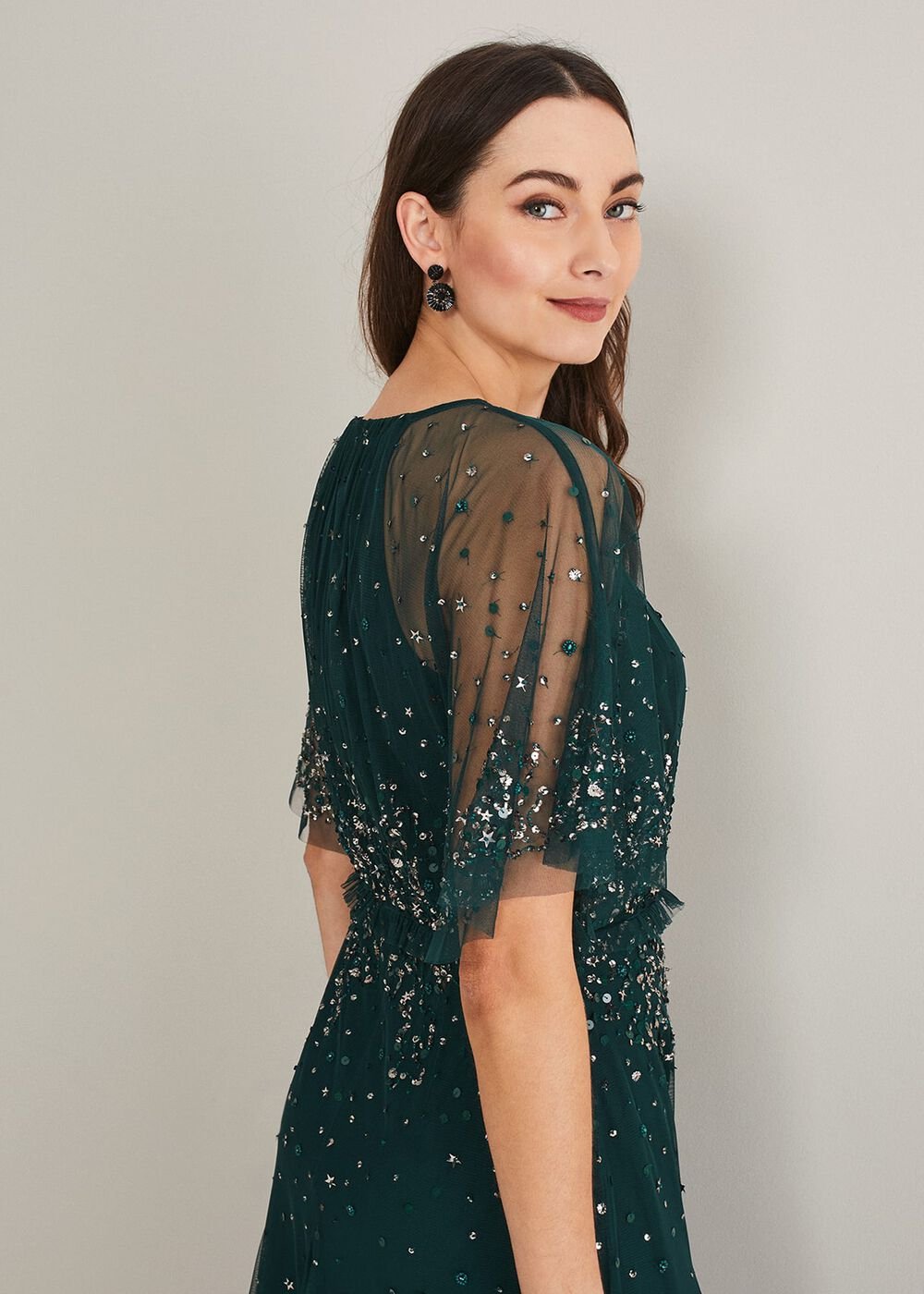 Lumi Short Tulle Beaded Dress Grey/Yellow