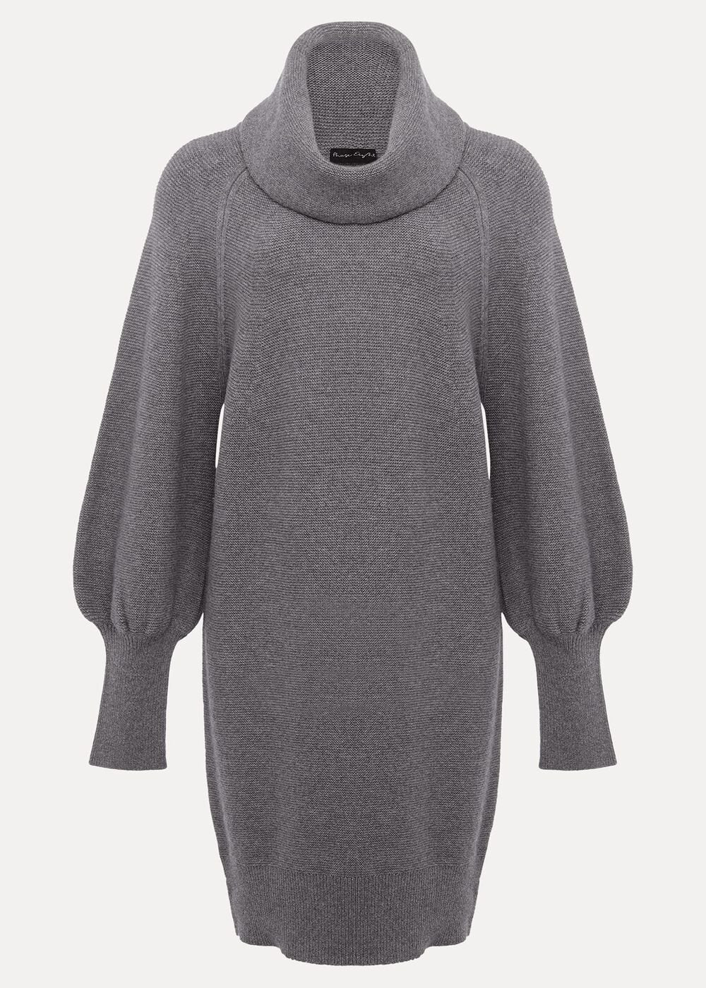 Dahlie Chunky Knit Tunic Mini Dress Mid Grey
