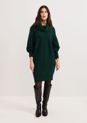 Dahlie Chunky Knit Tunic Mini Dress Green