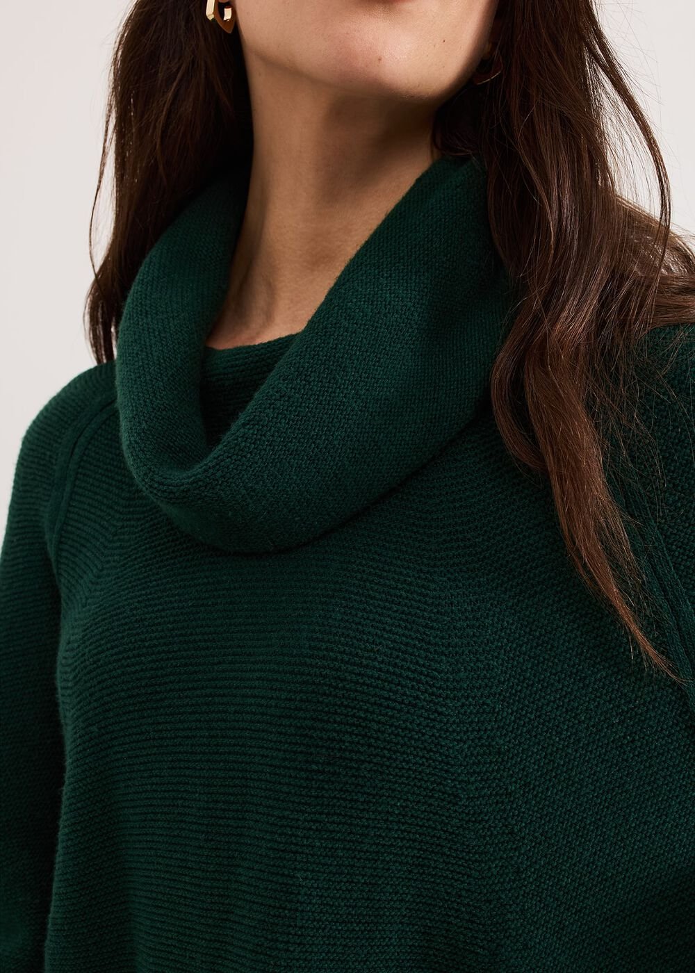 Dahlie Chunky Knit Tunic Mini Dress Green