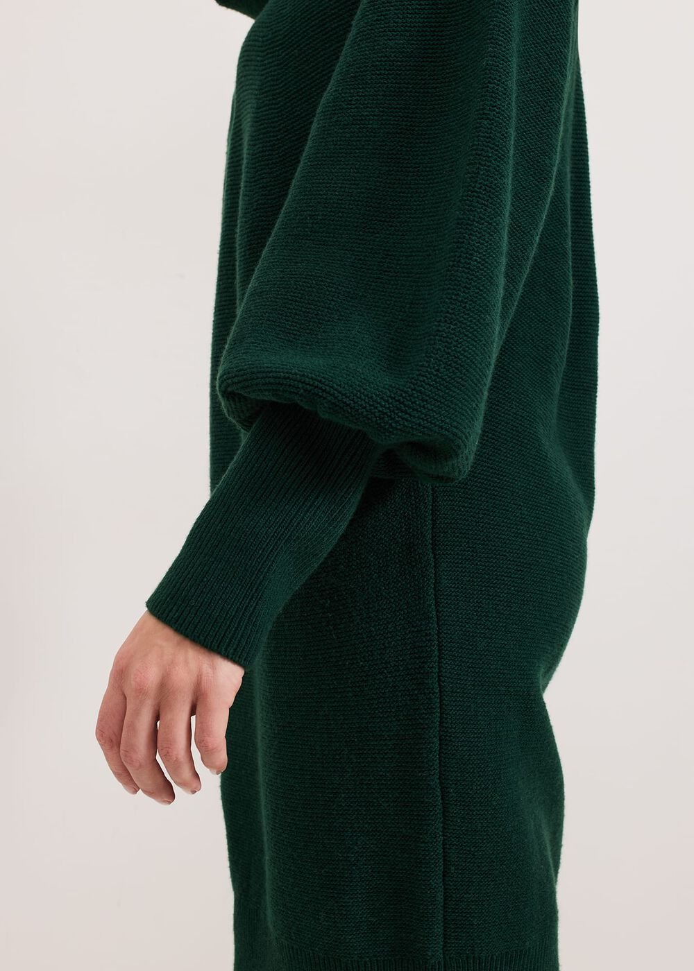 Dahlie Chunky Knit Tunic Mini Dress Green