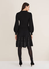 Marley Metal Work Detail Knit Dress Black