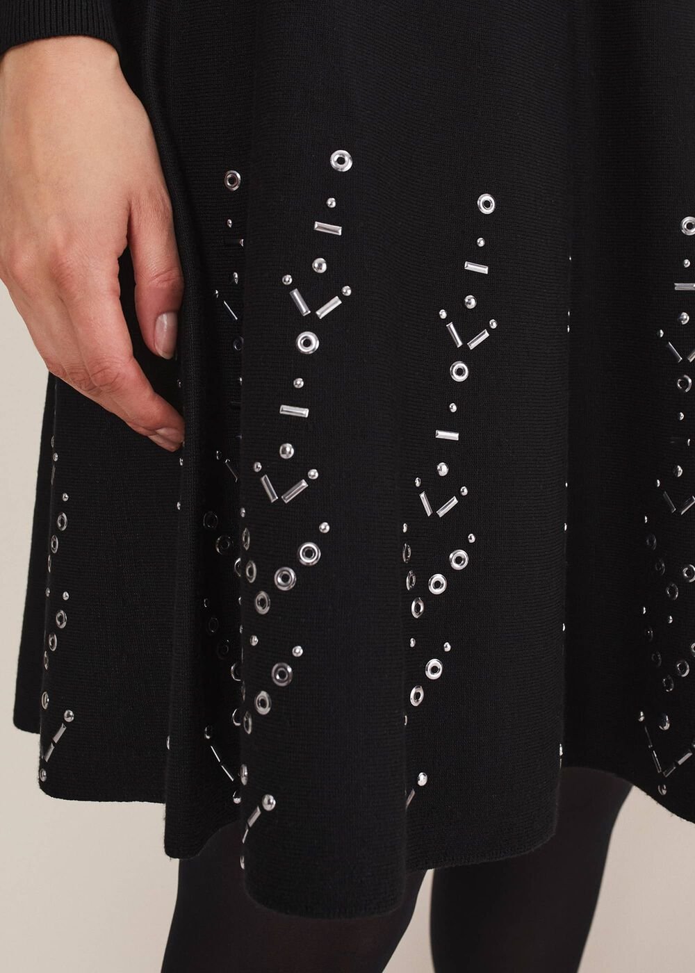 Marley Metal Work Detail Knit Dress Black