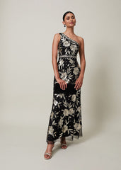 Serafina Embellished Maxi Dress Black/Gold