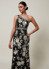 Serafina Embellished Maxi Dress Black/Gold