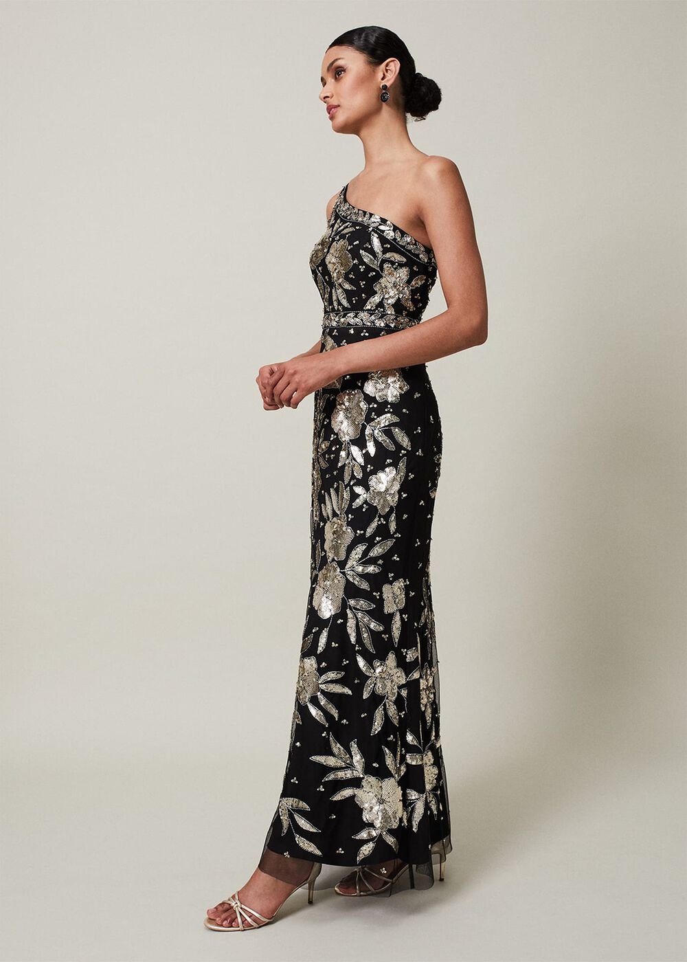 Serafina Embellished Maxi Dress Black/Gold