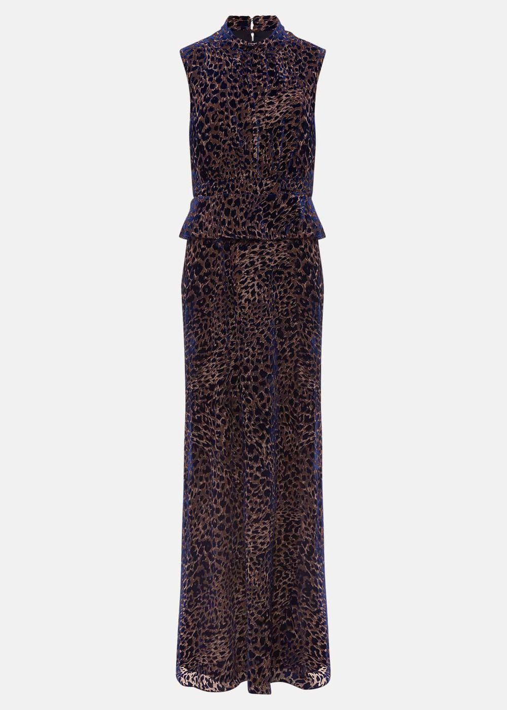 Catalina Leopard Velvet Maxi Dress Multi-Coloured