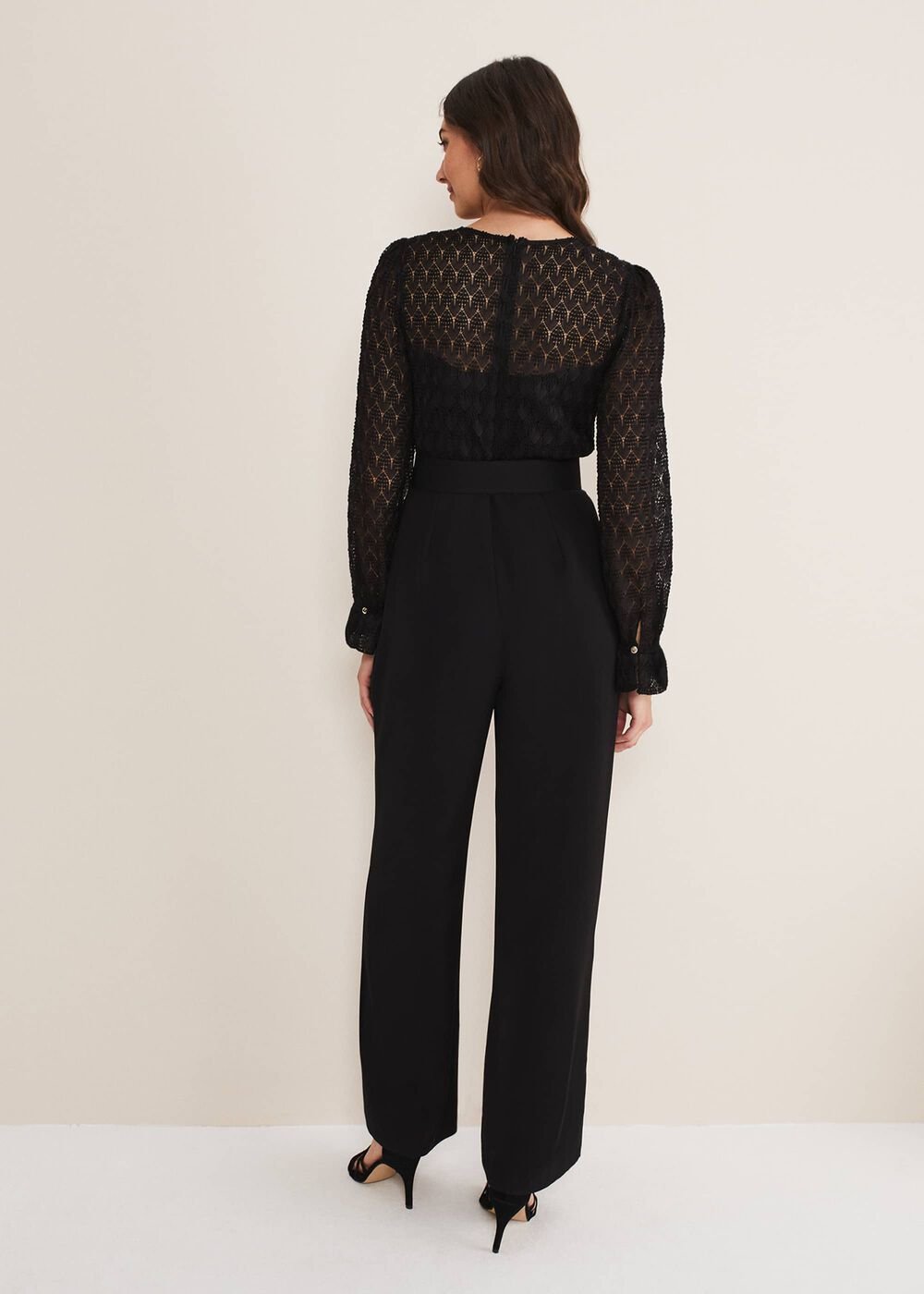 Carly Lace Long Sleeve Jumpsuit Black