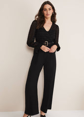 Carly Lace Long Sleeve Jumpsuit Black