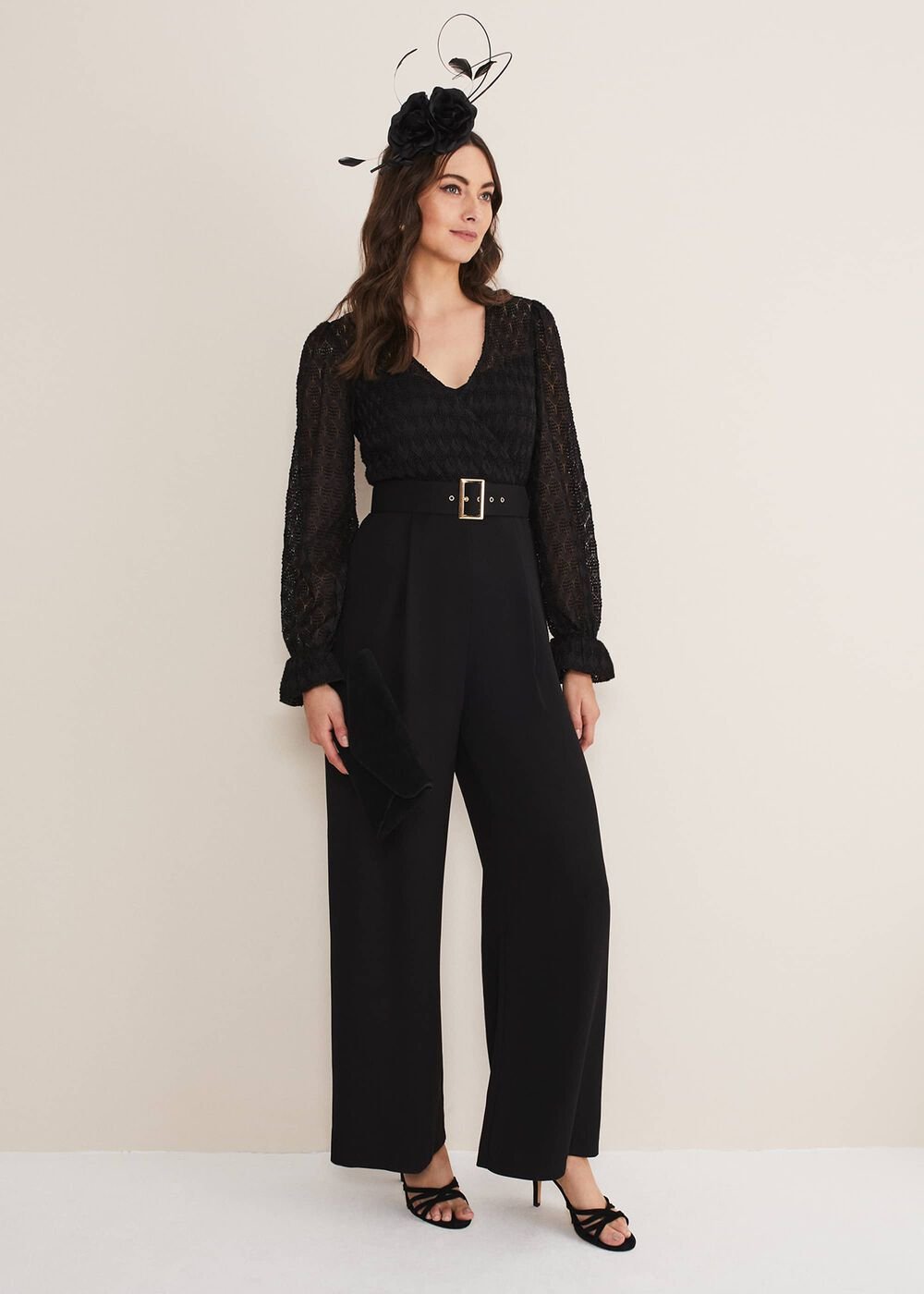 Carly Lace Long Sleeve Jumpsuit Black