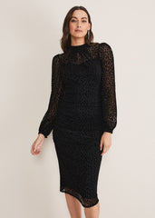 Capriana Leopard Burnout Dress Black