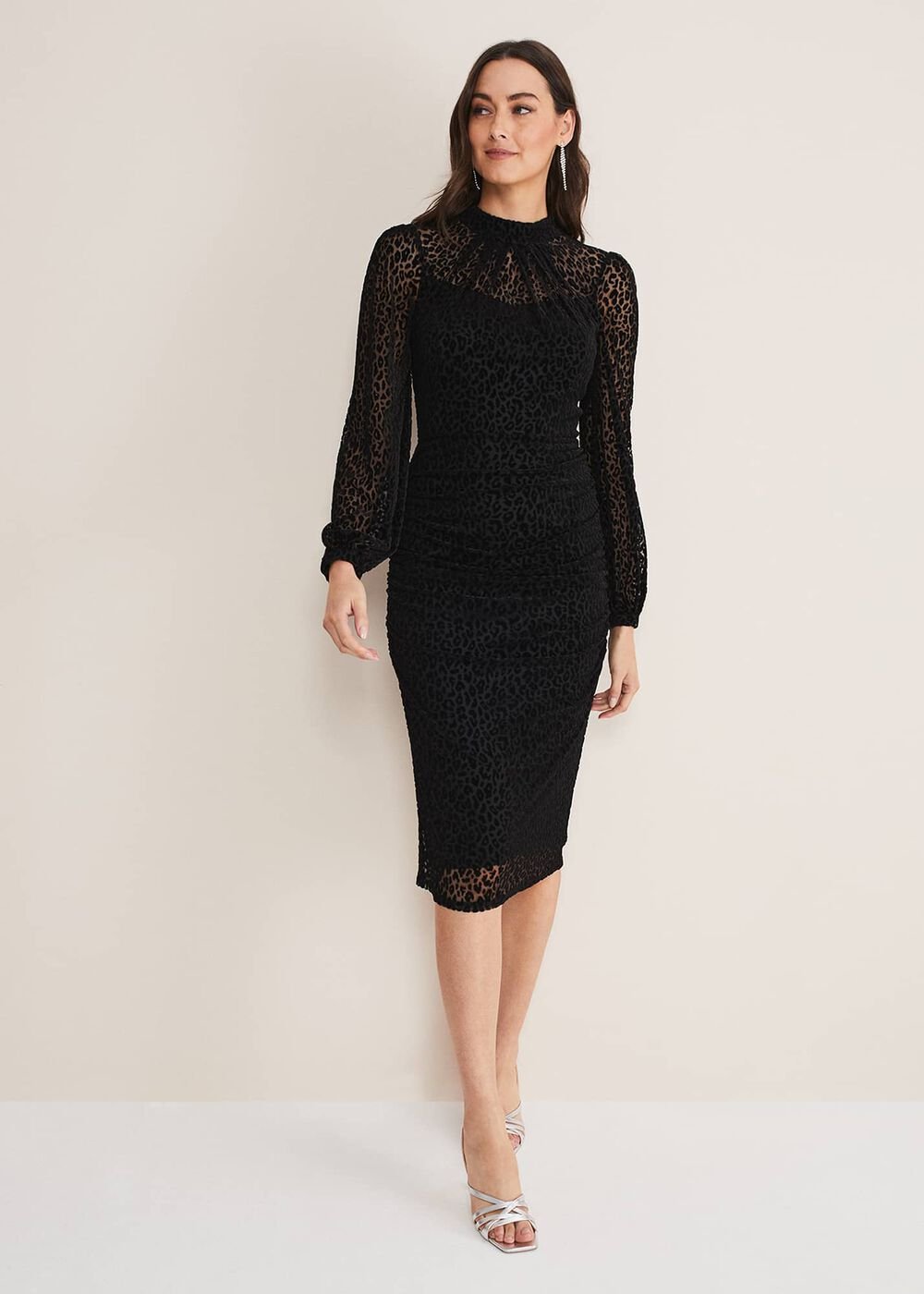 Capriana Leopard Burnout Dress Black