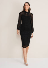 Capriana Leopard Burnout Dress Black