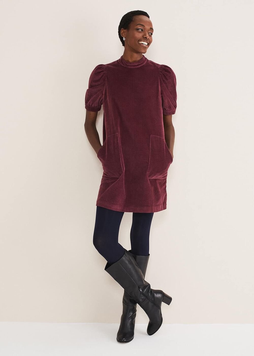 Elektra Corduroy Dress Burgundy