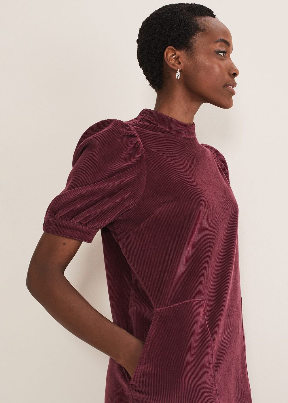 Elektra Corduroy Dress Burgundy