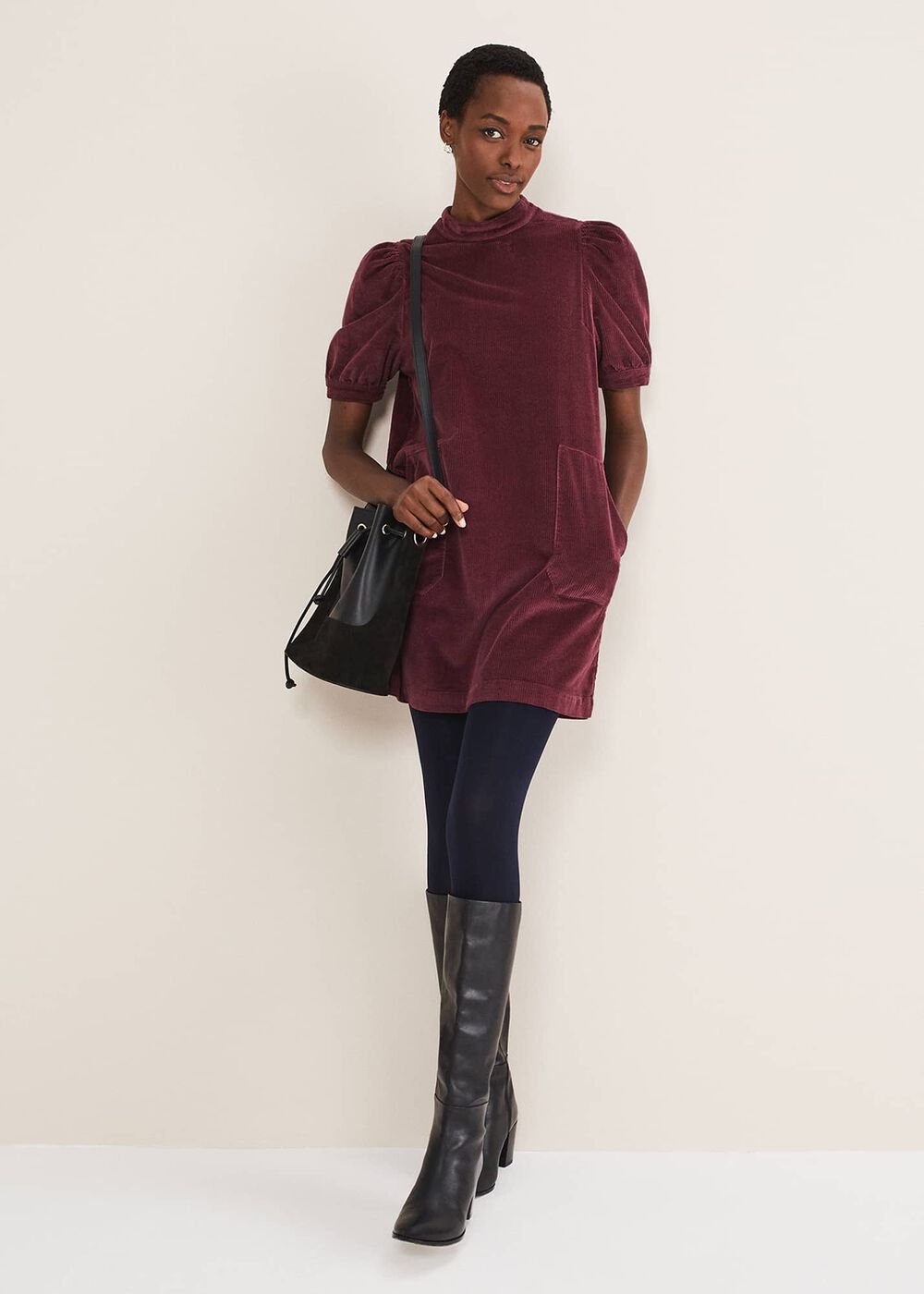Elektra Corduroy Dress Burgundy