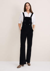 Jasira Corduroy Dungarees Black