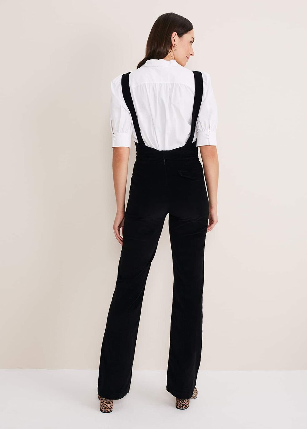 Jasira Corduroy Dungarees Black