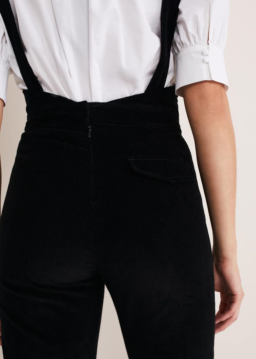 Jasira Corduroy Dungarees Black