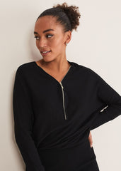 Becca Zip Neck Detail Dress Black