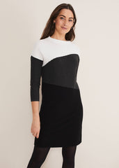 Mali Textured Stitch Colourblock Dress Black/Multi