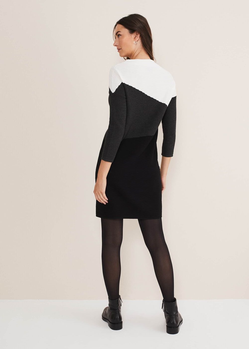 Mali Textured Stitch Colourblock Dress Black/Multi