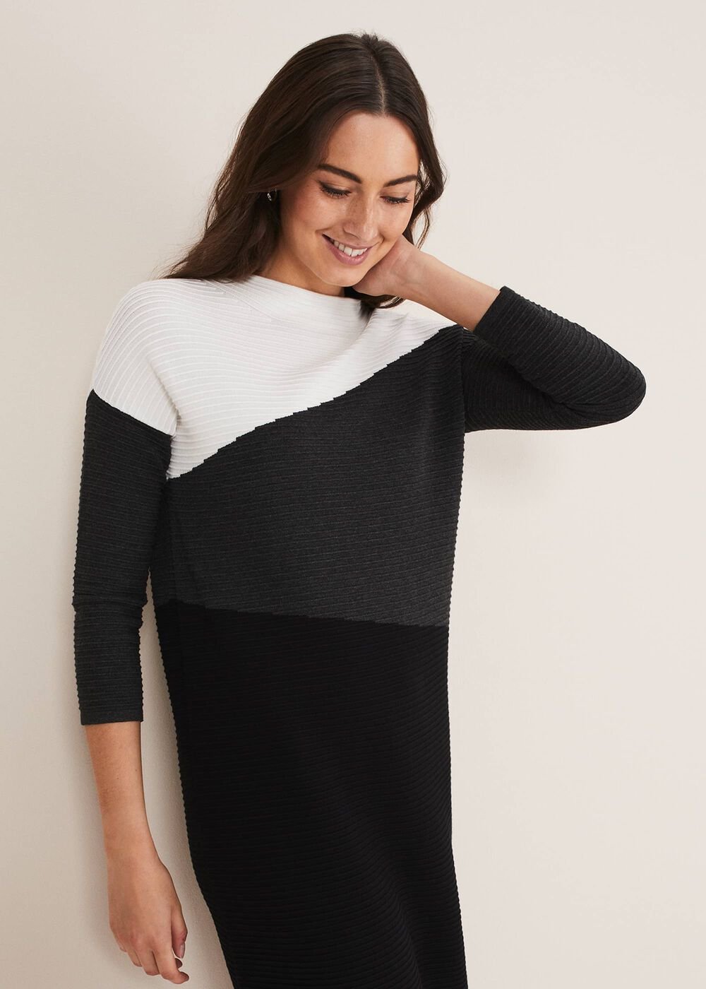 Mali Textured Stitch Colourblock Dress Black/Multi