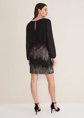 Angel Chiffon Sequin Dress Black/Multi