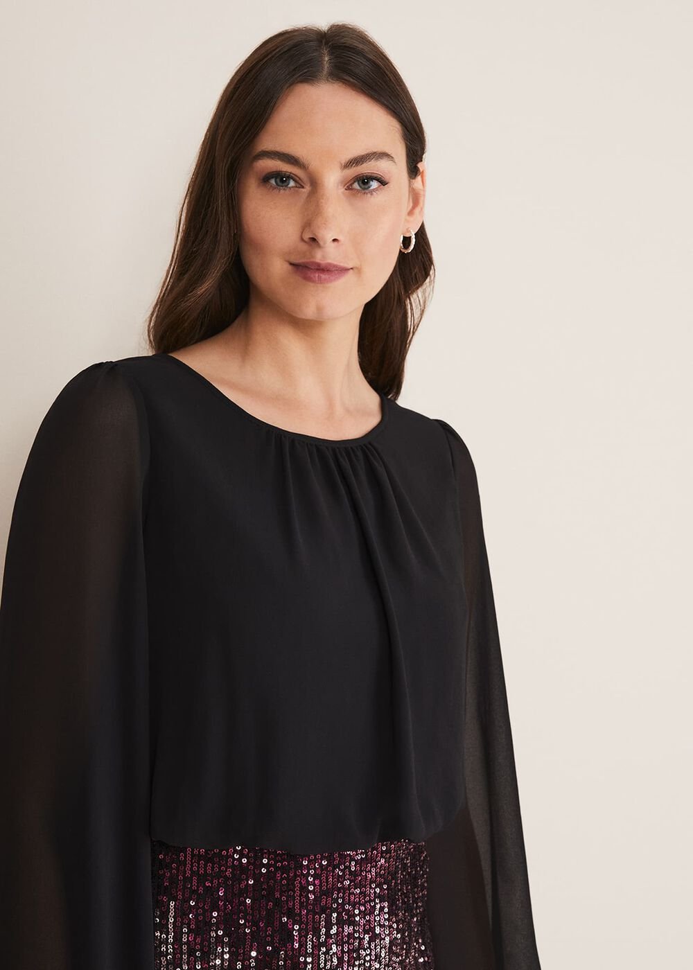 Angel Chiffon Sequin Dress Black/Multi