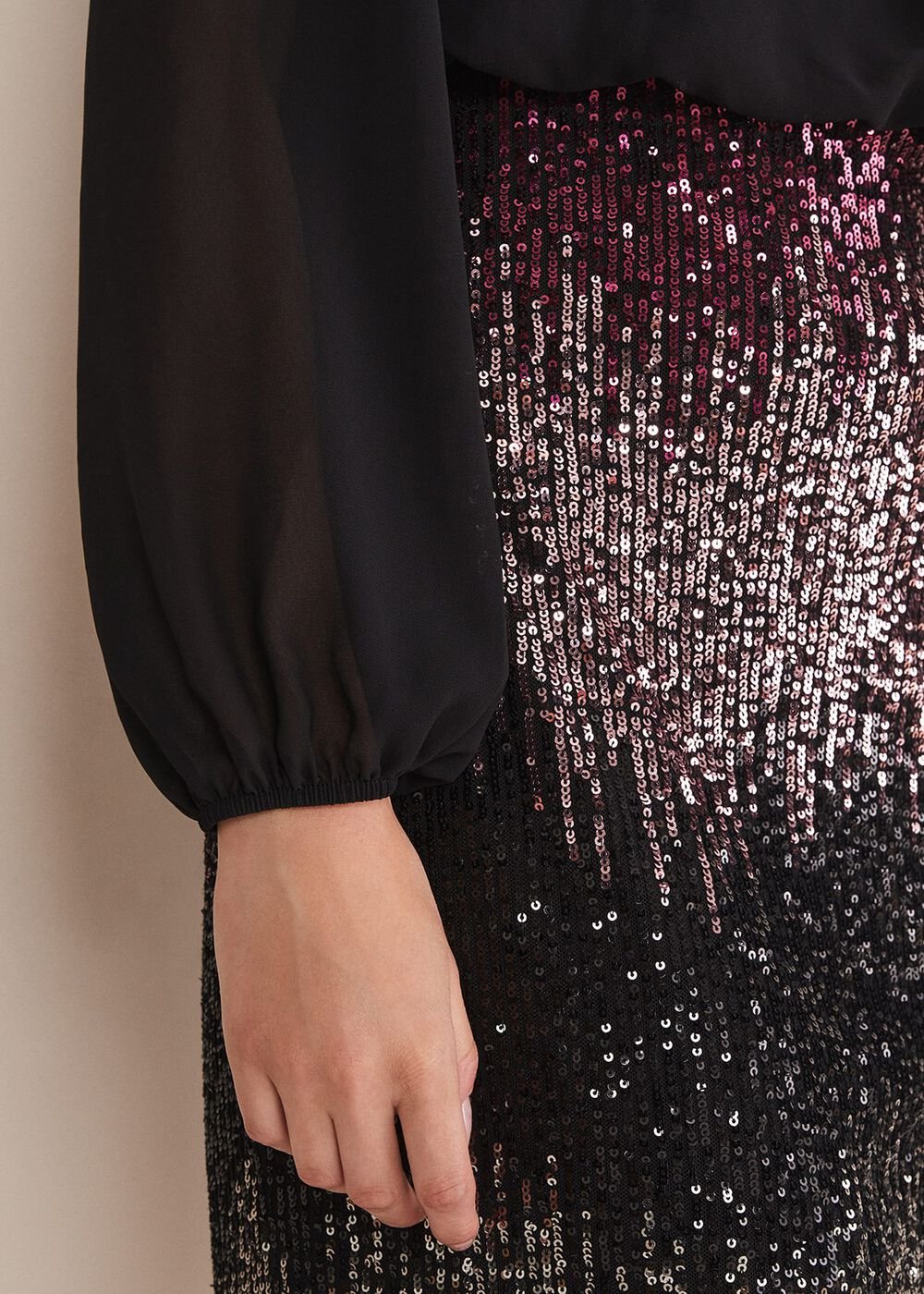Angel Chiffon Sequin Dress Black/Multi