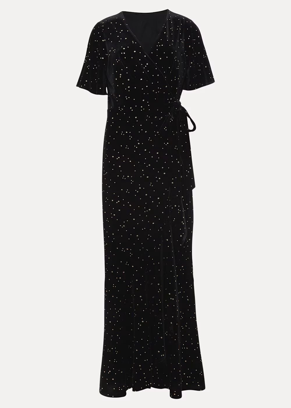 Holly Velvet Star Wrap Maxi Dress Black
