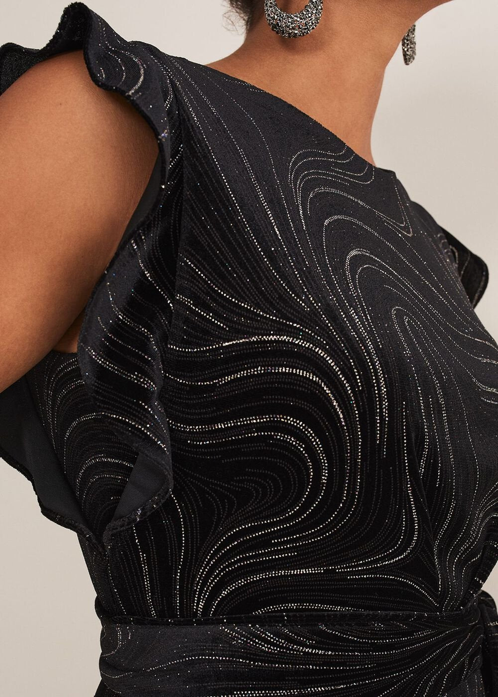Victoriana Swirl Velvet Jumpsuit Black/Gold