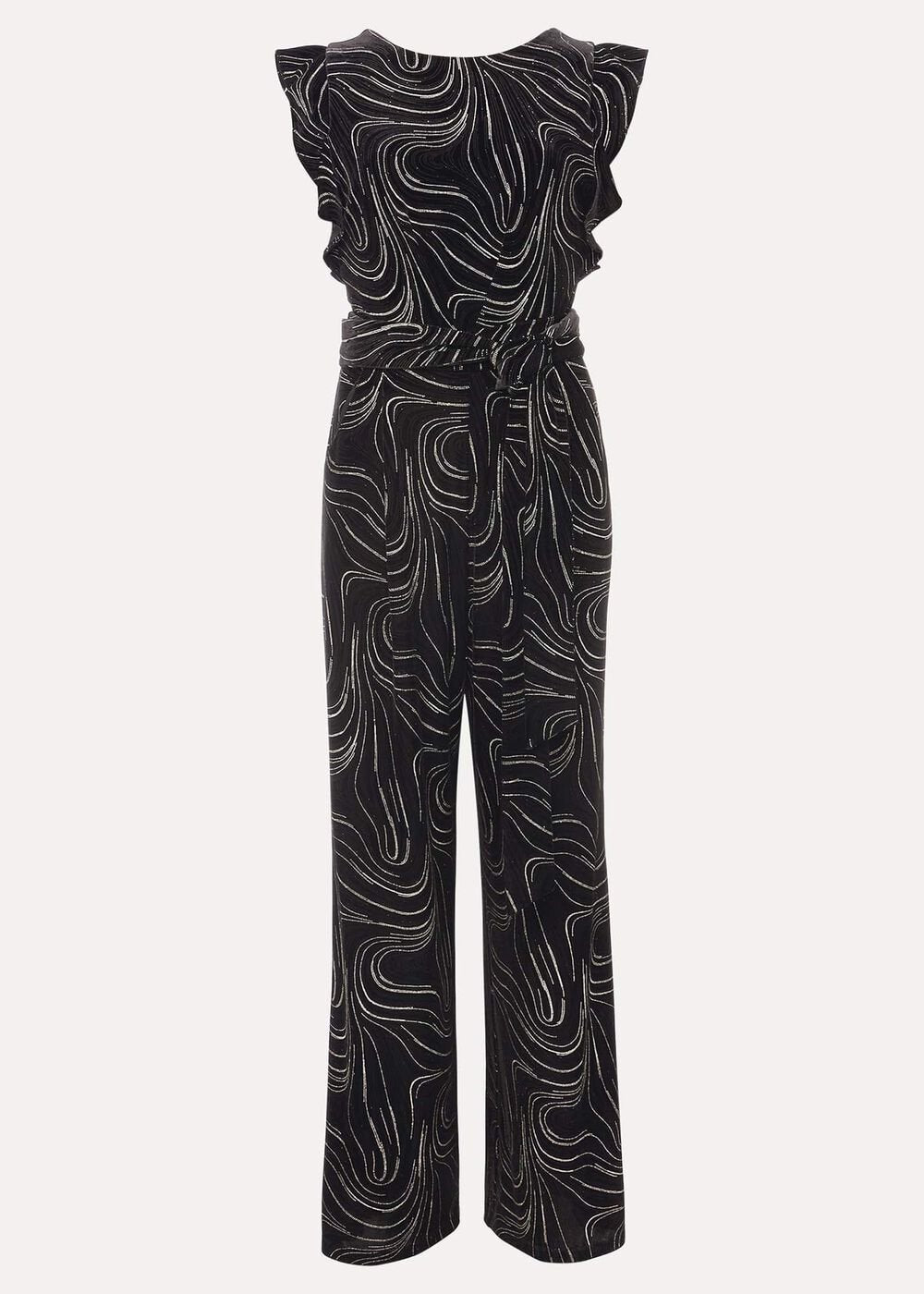 Victoriana Swirl Velvet Jumpsuit Black/Gold